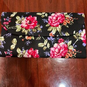 Floral Black Clutch Bag